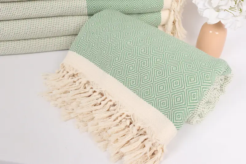 Boho Throw Blankets, Turkish Blanket Throw, 104x80 Cotton Diamond Towel, Personalized Gifts, Organic Throw, Wedding Gift, Bachelorette Party Favors - 4