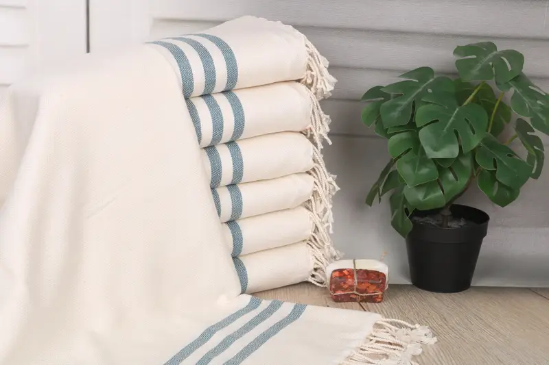 Personalized Petrol Green Striped Turkish Cotton Towel, 40x71 Inches