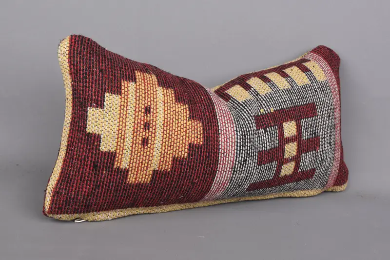 Turkish Pillow, Rustic Cushion Cover, Cozy Throw Cushion, Sofa Cushion, 8x16 Red Pillow Cover, Boho Pillow, Turkish Kilim Pillow, Pillow - 2