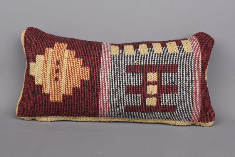 Turkish Pillow, Rustic Cushion Cover, Cozy Throw Cushion, Sofa Cushion, 8x16 Red Pillow Cover, Boho Pillow, Turkish Kilim Pillow, Pillow - 4