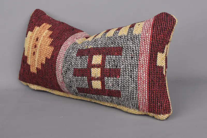 Turkish Pillow, Rustic Cushion Cover, Cozy Throw Cushion, Sofa Cushion, 8x16 Red Pillow Cover, Boho Pillow, Turkish Kilim Pillow, Pillow - 3