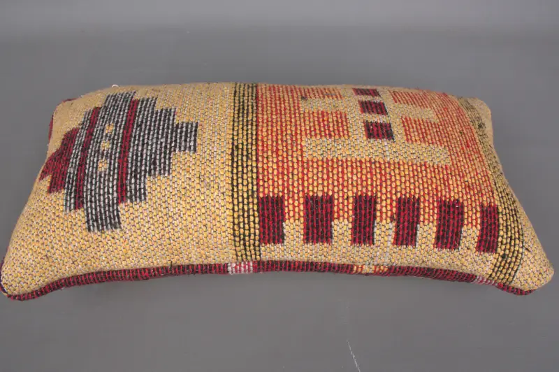 Turkish Pillow, Rustic Cushion Cover, Cozy Throw Cushion, Sofa Cushion, 8x16 Red Pillow Cover, Boho Pillow, Turkish Kilim Pillow, Pillow - 7
