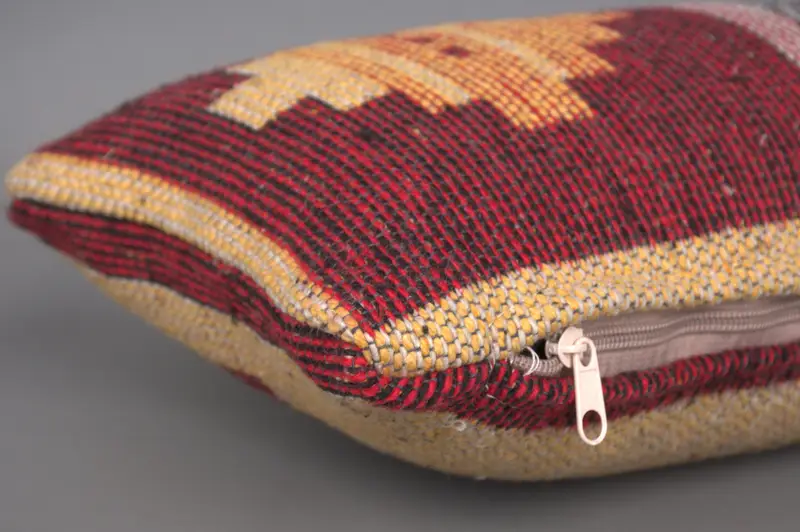 Turkish Pillow, Rustic Cushion Cover, Cozy Throw Cushion, Sofa Cushion, 8x16 Red Pillow Cover, Boho Pillow, Turkish Kilim Pillow, Pillow - 6