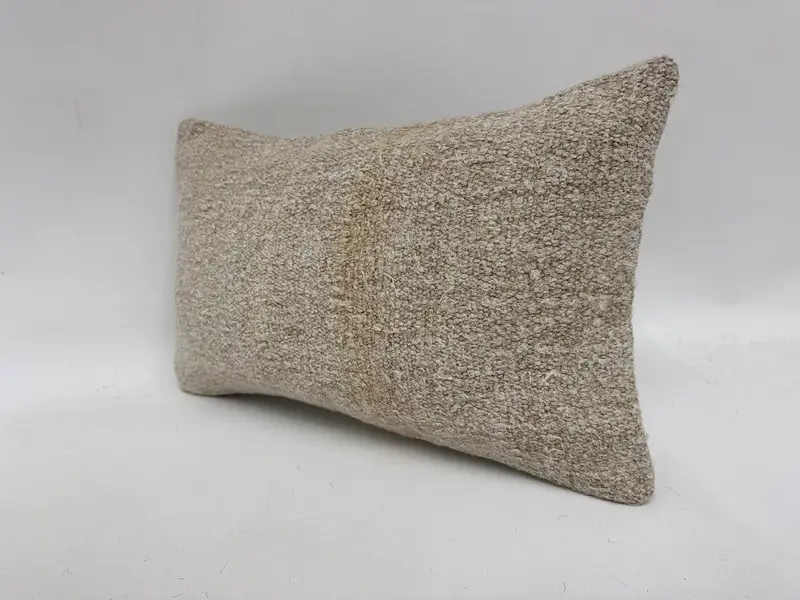 Morroccon Kilim Cushion Pillow, Vintage Pillow, Decorative Pillow, Turkish Kilim Pillow, Kilim Pillow Cover, 12x20 White Pillow, Pillow Sham - 4