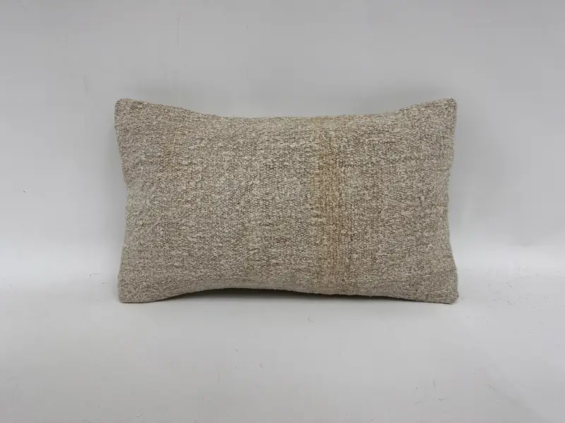 Morroccon Kilim Cushion Pillow, Vintage Pillow, Decorative Pillow, Turkish Kilim Pillow, Kilim Pillow Cover, 12x20 White Pillow, Pillow Sham - 1