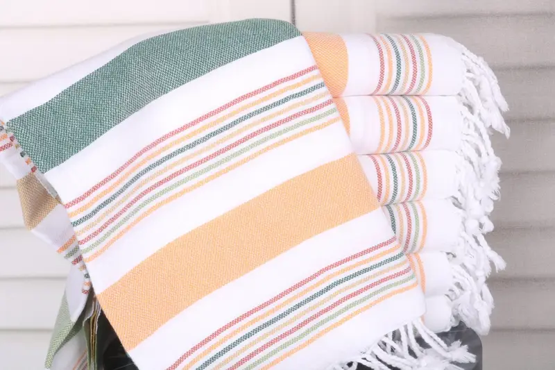 Bridal Shower Favors Mustard-Khaki Green Cotton Beach Towel, 38x75 Inches