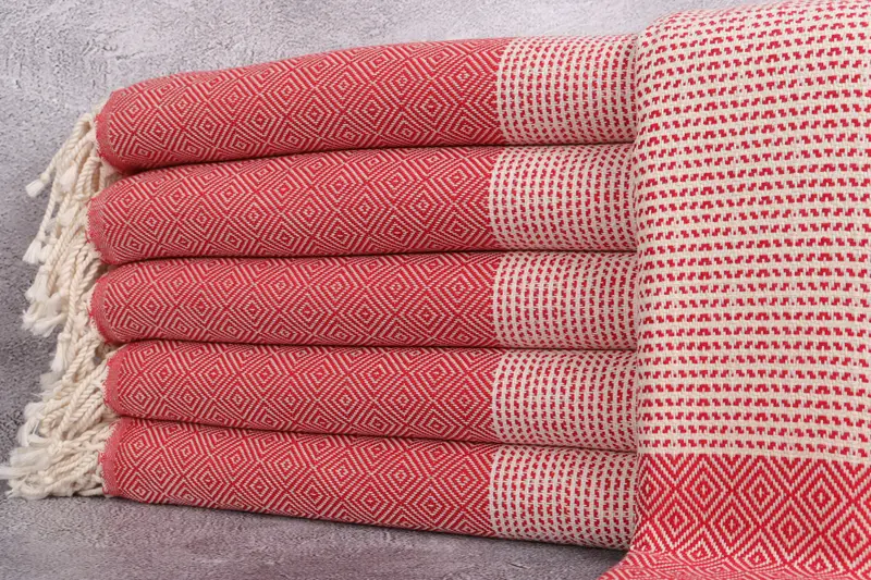 Organic Cotton Turkish Beach Towel, Chevron Red, 40x71 Inches