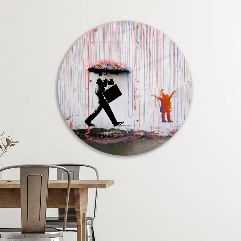 エレガントなプリントガラス: 雨と落書きのストリート アート デザイン