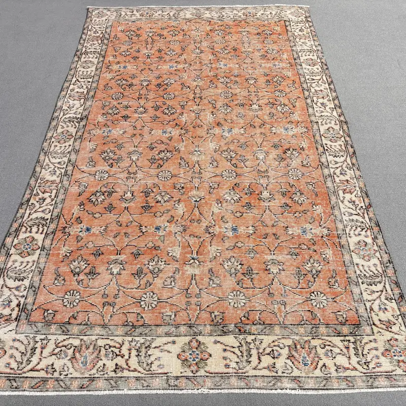 オレンジ&ベージュ ラグ 0.4x8.3フィート アニマルプリント