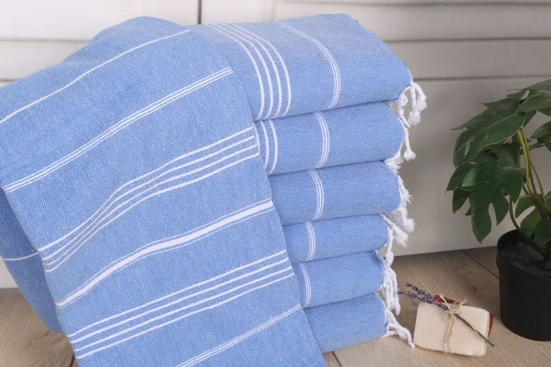 Gift For Her Blue Cotton Towel Striped Boyfriend Gift 40x71 Inches