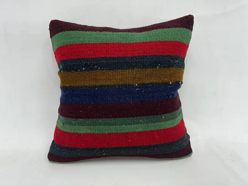Yoga Pillow Sham, Oriental Pillow Case, Throw Kilim Pillow, Pillow Case, 18x18 Green Cushion, Gift Pillow, Decorative Throw Pillow, Turkish Pillow - 1