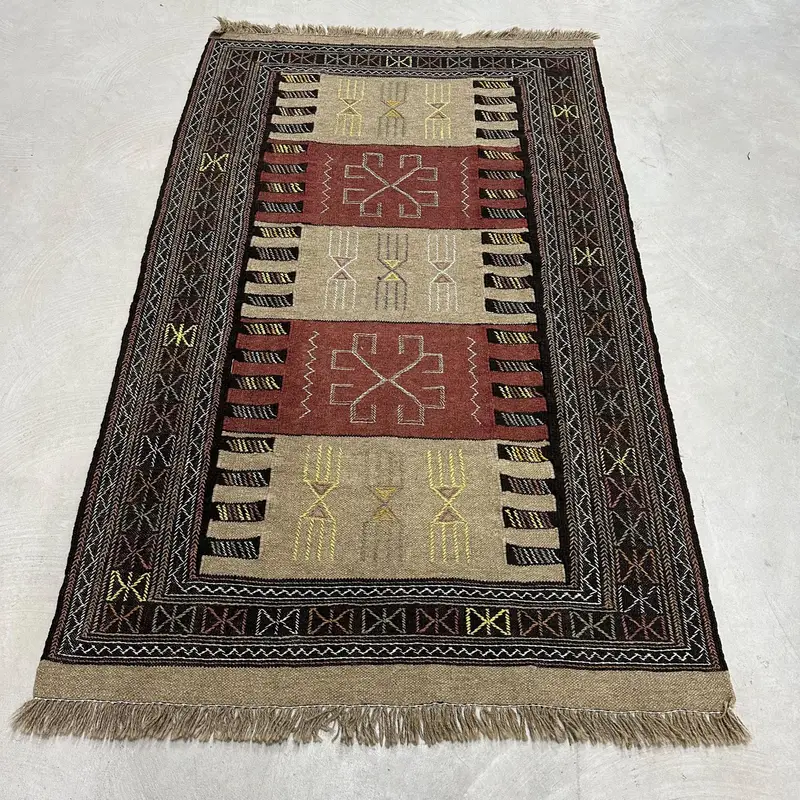 Brauner Ombré-Teppich, 3,6 x 5,9 Fuß mit violetten Akzenten