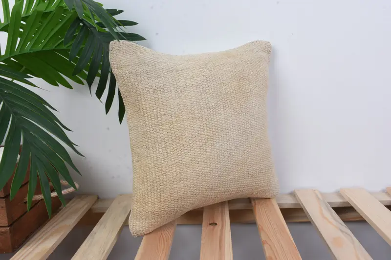 Turkish Pillow, Art Deco Cushion Cover, Kilim Pillow Cover, 12x12 White Pillow Sham, Pillow Cover, Ethnical Kilim Rug Pillow - 4