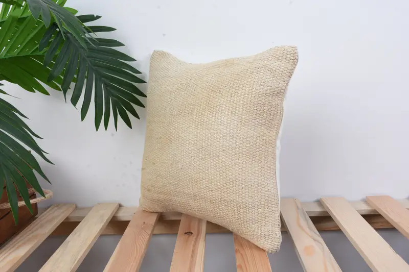 Turkish Pillow, Art Deco Cushion Cover, Kilim Pillow Cover, 12x12 White Pillow Sham, Pillow Cover, Ethnical Kilim Rug Pillow - 5