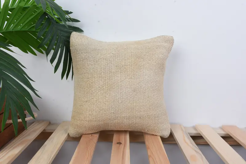 Turkish Pillow, Art Deco Cushion Cover, Kilim Pillow Cover, 12x12 White Pillow Sham, Pillow Cover, Ethnical Kilim Rug Pillow - 1