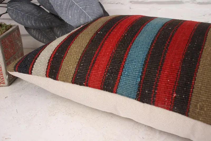 Almohada de decoración del hogar, caja de cojín, caja de cojín rojo de 12x20, simulacro de cojín de kilim, almohada de almohada de patrón de ganchillo, almohada de kilim, caja de almohada de Navidad - 6