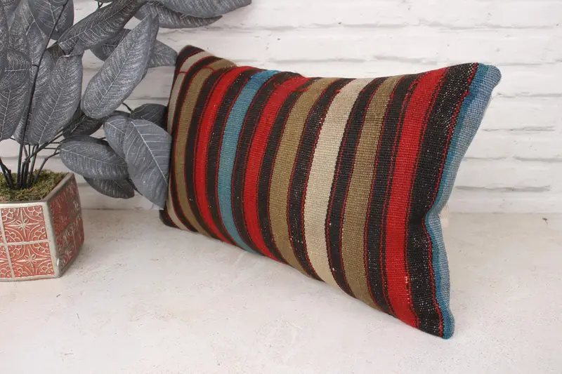 Almohada de decoración del hogar, caja de cojín, caja de cojín rojo de 12x20, simulacro de cojín de kilim, almohada de almohada de patrón de ganchillo, almohada de kilim, caja de almohada de Navidad - 4
