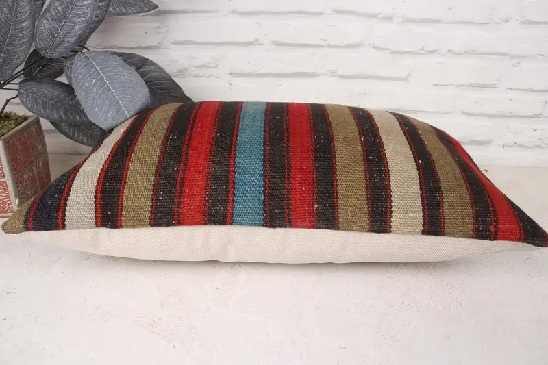 Almohada de decoración del hogar, caja de cojín, caja de cojín rojo de 12x20, simulacro de cojín de kilim, almohada de almohada de patrón de ganchillo, almohada de kilim, caja de almohada de Navidad - 5