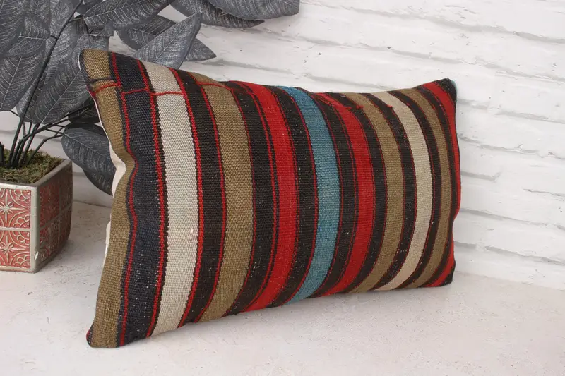Almohada de decoración del hogar, caja de cojín, caja de cojín rojo de 12x20, simulacro de cojín de kilim, almohada de almohada de patrón de ganchillo, almohada de kilim, caja de almohada de Navidad - 3