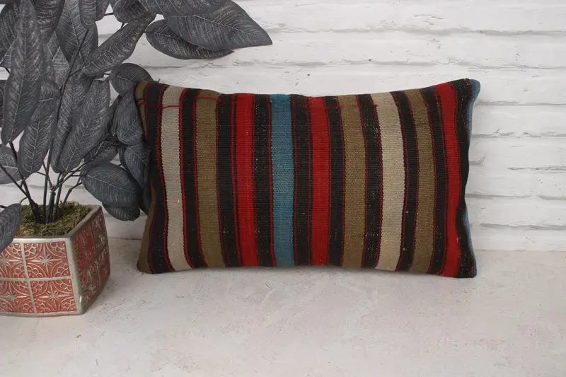 Almohada de decoración del hogar, caja de cojín, caja de cojín rojo de 12x20, simulacro de cojín de kilim, almohada de almohada de patrón de ganchillo, almohada de kilim, caja de almohada de Navidad - 1
