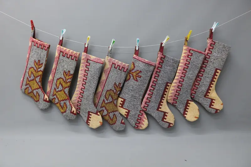 Patrón de adornos navideños, calcetín navideño de 22 pulgadas de ancho