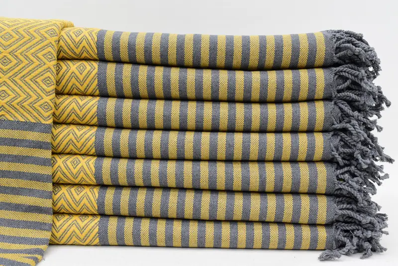 トルコタオル オーガニックコットン バスタオル ストライプ 40x70インチ - 1