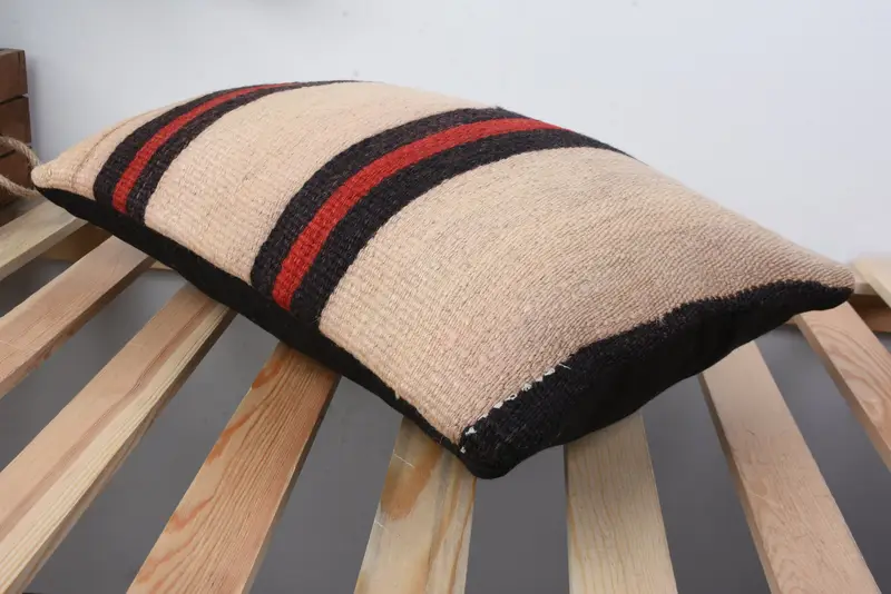 12x20 Beige Pillow, Pillow Cover, Kilim Cushion Sham, Kilim Pillow Cover, Turkish Bench Pillow Case, Pillow for Couch, Outdoor Bolster Pillow Case - 6