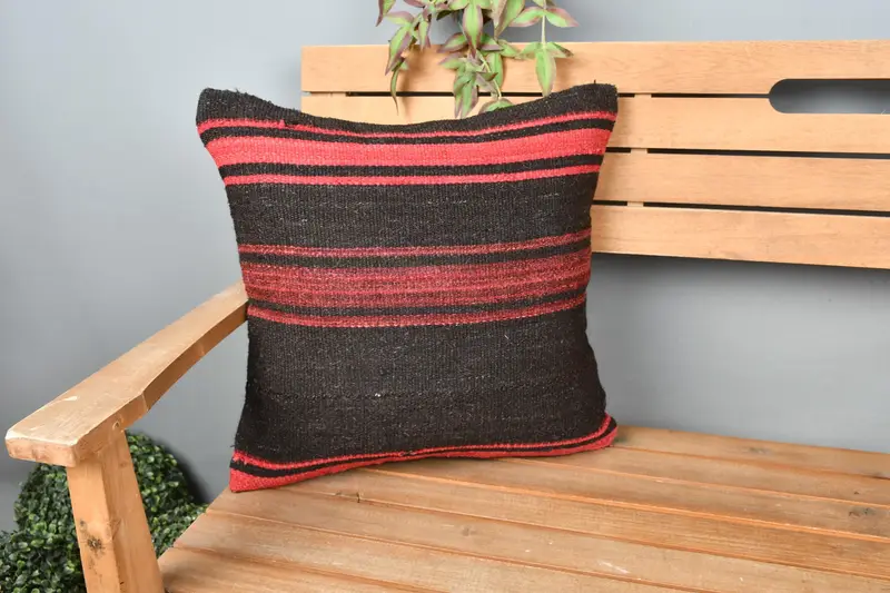 Pillow, Antique Pillows, 18x18 Brown Pillow Cover, Retro Pillow Sham, Natural Cushion Cover, Home Decor Pillow, Kilim Pillow Cover - 1