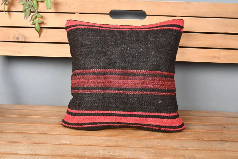 Pillow, Antique Pillows, 18x18 Brown Pillow Cover, Retro Pillow Sham, Natural Cushion Cover, Home Decor Pillow, Kilim Pillow Cover - 6