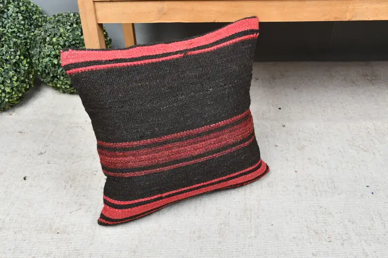 Pillow, Antique Pillows, 18x18 Brown Pillow Cover, Retro Pillow Sham, Natural Cushion Cover, Home Decor Pillow, Kilim Pillow Cover - 7