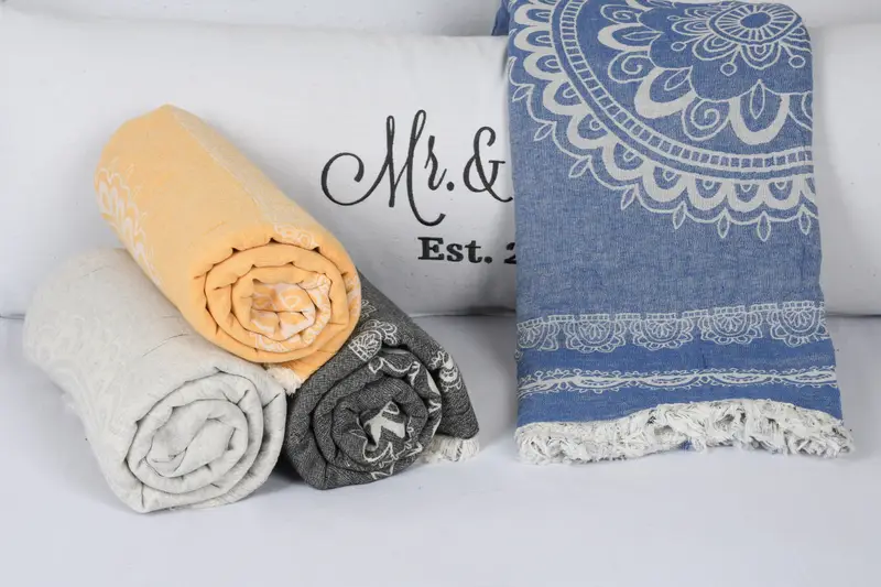 88x80 Cotton Ethnic Design Towel, Throw Blanket Couch, Personalized Blanket, House Warming Gift, Bridal Shower Gift, Bachelorette Party Items - 4