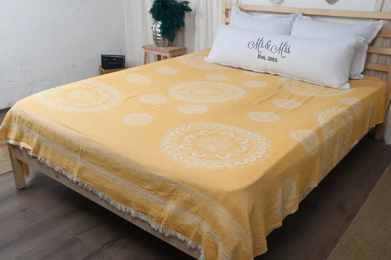 88x80 Cotton Ethnic Design Towel, Throw Blanket Couch, Personalized Blanket, House Warming Gift, Bridal Shower Gift, Bachelorette Party Items - 7