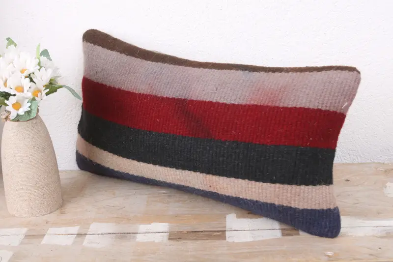 Accent Pillow Case, Interior Designer Pillow, Pillow Case, Vintage Kilim Throw Pillow, Turkish Kilim Pillow, 8x16 Red Pillow, Bed Pillow Sham - 4