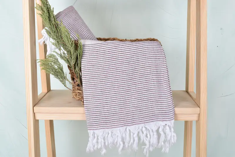 Quick-dry peshtemal, Gift For Him, Organic Turkish towel, Handmade Turkish Towel, 68x40 Cotton Striped Towel, Wedding Gift For Bride, Organic Towel - 4