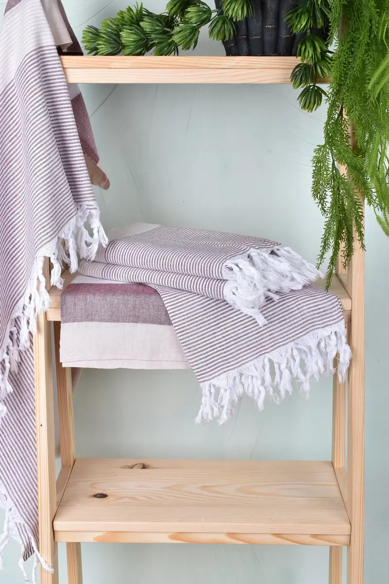 Quick-dry peshtemal, Gift For Him, Organic Turkish towel, Handmade Turkish Towel, 68x40 Cotton Striped Towel, Wedding Gift For Bride, Organic Towel - 6