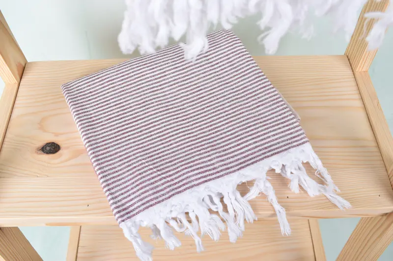 Quick-dry peshtemal, Gift For Him, Organic Turkish towel, Handmade Turkish Towel, 68x40 Cotton Striped Towel, Wedding Gift For Bride, Organic Towel - 5