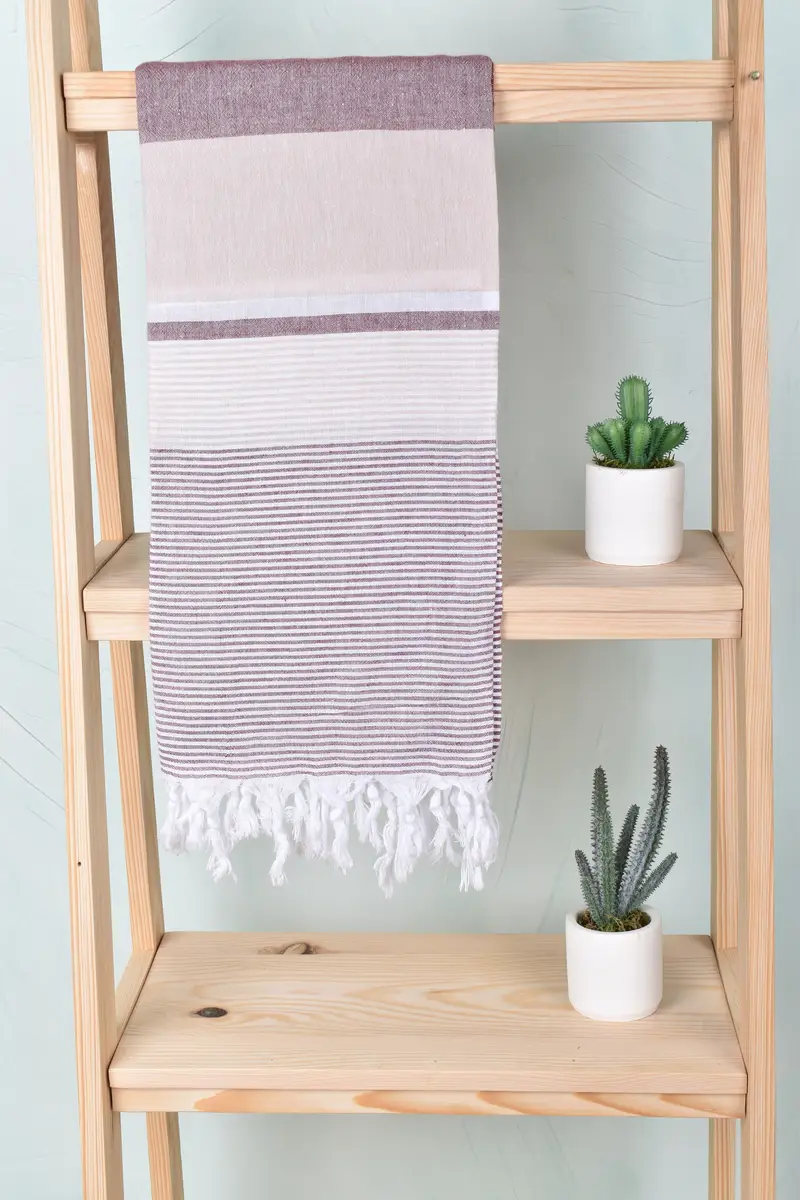 Quick-dry peshtemal, Gift For Him, Organic Turkish towel, Handmade Turkish Towel, 68x40 Cotton Striped Towel, Wedding Gift For Bride, Organic Towel - 8