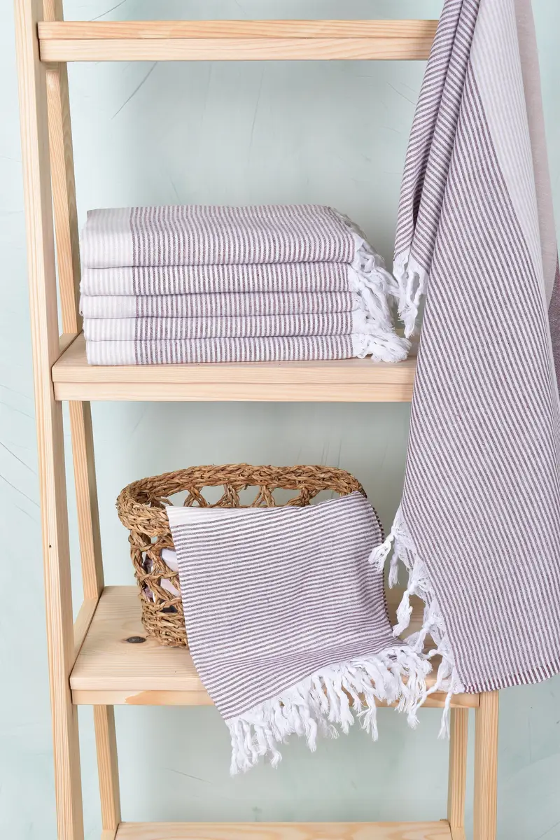 Quick-dry peshtemal, Gift For Him, Organic Turkish towel, Handmade Turkish Towel, 68x40 Cotton Striped Towel, Wedding Gift For Bride, Organic Towel - 3
