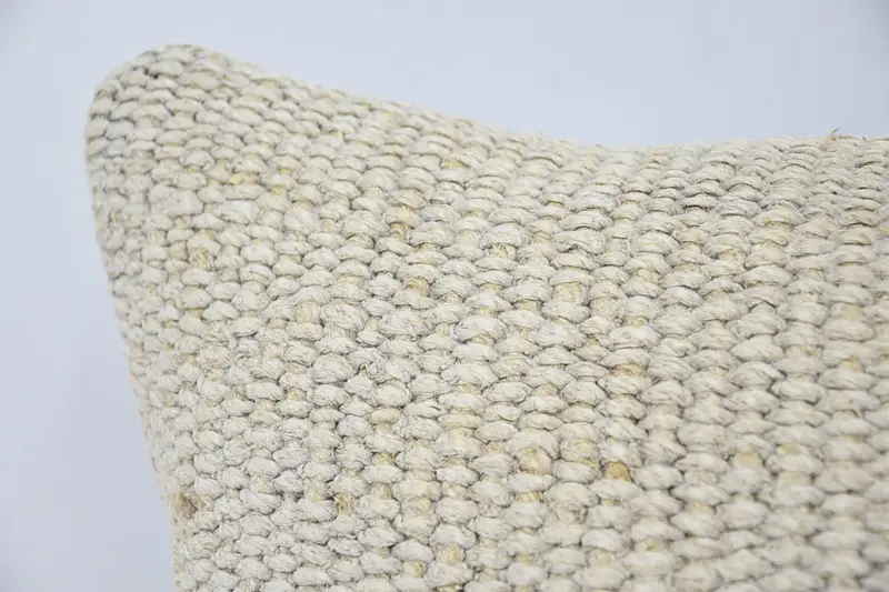 Kilim Cushion Sham, Boho Throw Cushion, Turkish Kilim Pillow, Pillow Case, Knitted Pillow Cover, Handmade Kilim Cushion, 16x24 Beige Cushion Cover - 2