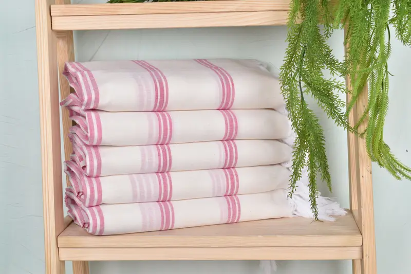 Fuchsia Cotton Towel Bath, Organic Cotton, Striped, 40x71 Inches
