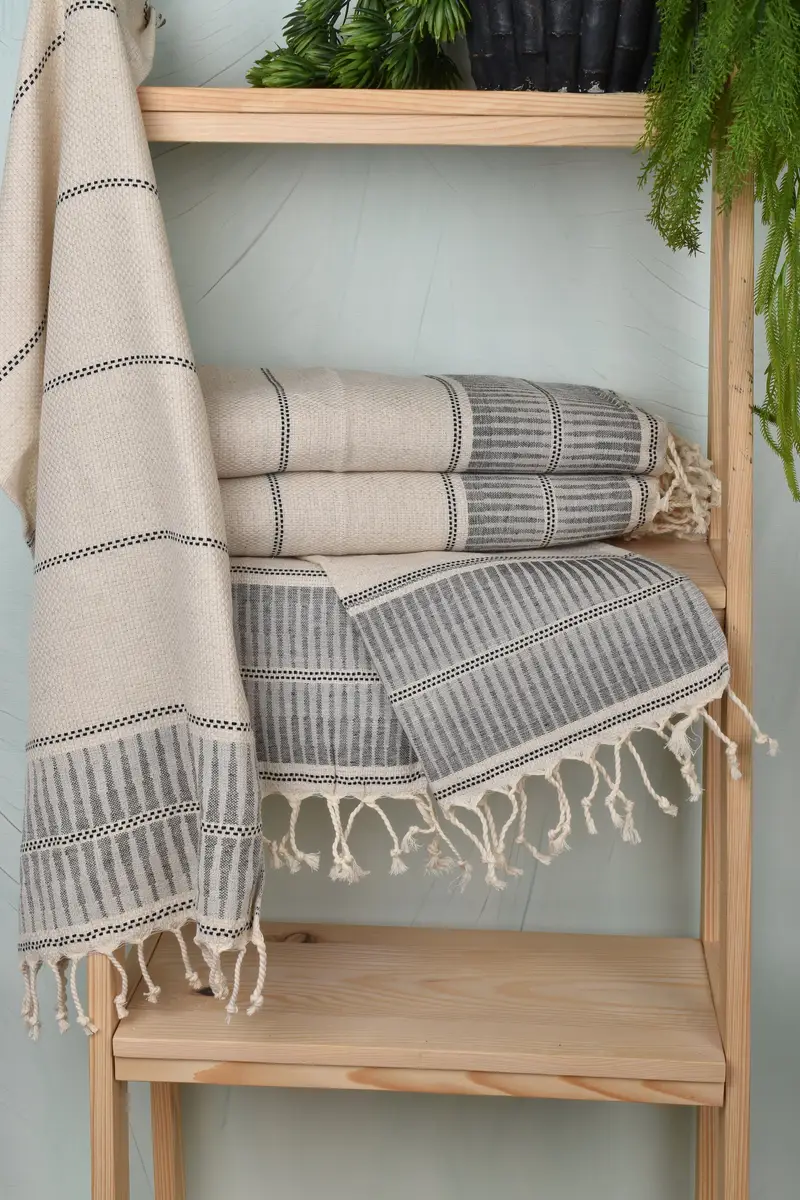 Monogram Kitchen Towel, 40x20 Linen Striped Towel, Wedding Gift, Bridesmaid Towel, Turkish Hand Towel, Wedding For Favor, Turkish Towel Monogram - 6