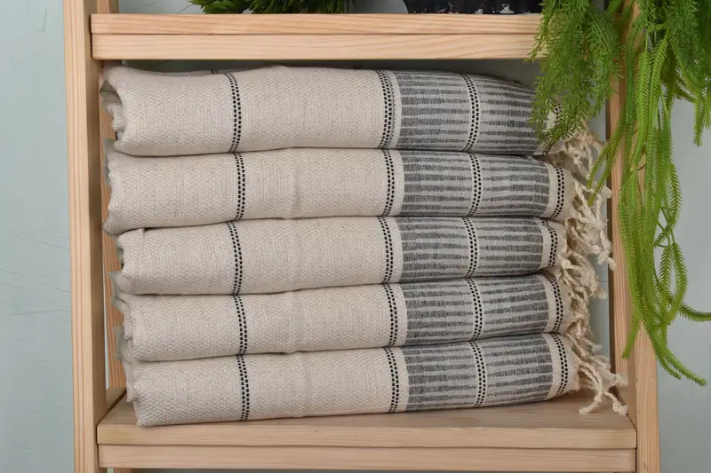 Monogram Kitchen Towel, 40x20 Linen Striped Towel, Wedding Gift, Bridesmaid Towel, Turkish Hand Towel, Wedding For Favor, Turkish Towel Monogram - 1