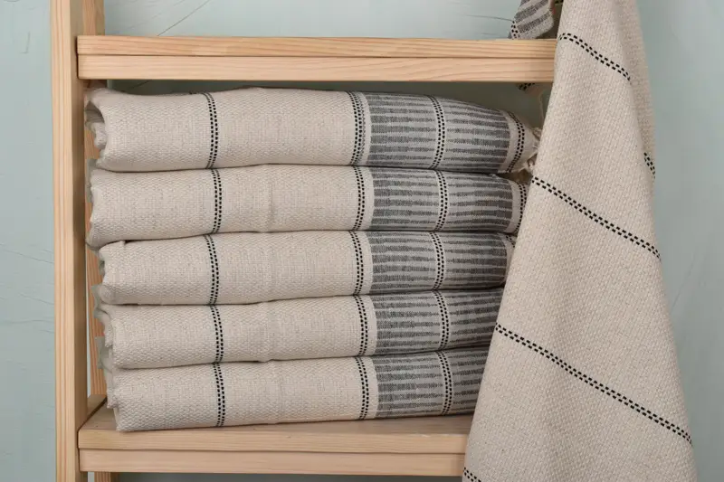 Monogram Kitchen Towel, 40x20 Linen Striped Towel, Wedding Gift, Bridesmaid Towel, Turkish Hand Towel, Wedding For Favor, Turkish Towel Monogram - 2