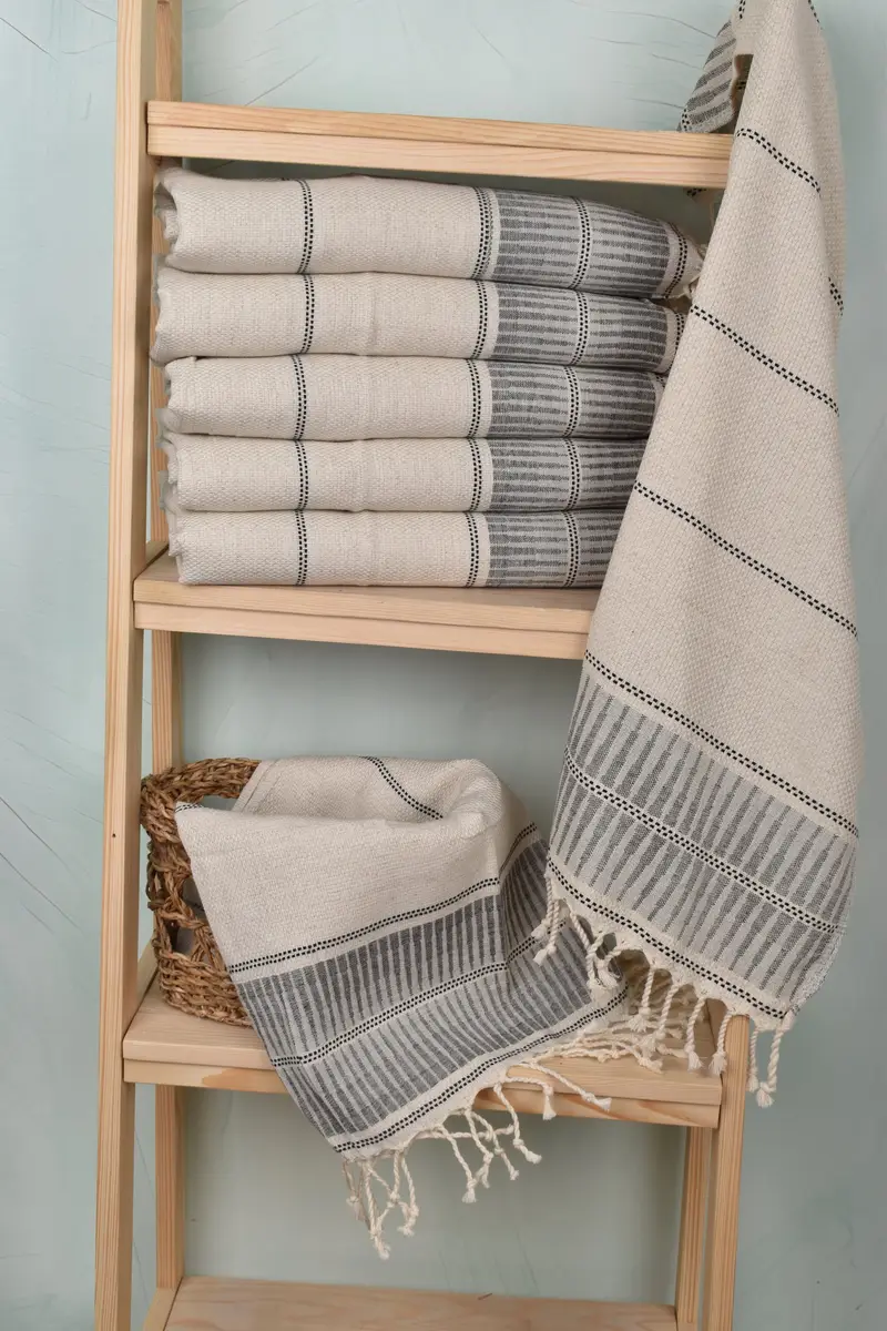 Monogram Kitchen Towel, 40x20 Linen Striped Towel, Wedding Gift, Bridesmaid Towel, Turkish Hand Towel, Wedding For Favor, Turkish Towel Monogram - 3