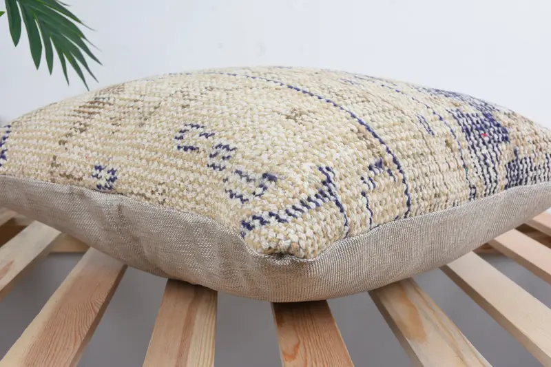 18x18 Blue Pillow Cover, Turkish Kilim Pillow, Decorative Pillow Sham, Cushion, Throw Kilim Pillow, Handmade Kilim Cushion - 6