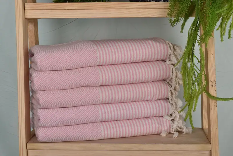 Striped Towel Pink Cotton Organic, Bath Towel 36x71 Inches