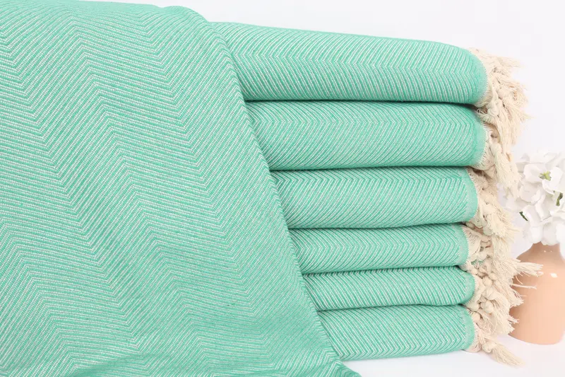 84x68 Cotton Zig zag Towel, Boho Throw Blankets, Custom Wedding Gifts, Monogram Beach Blanket, Personalized Gift For Him, Bridesmaid Gifts - 1
