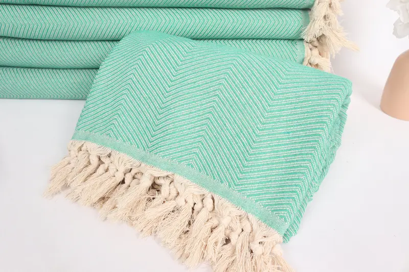84x68 Cotton Zig zag Towel, Boho Throw Blankets, Custom Wedding Gifts, Monogram Beach Blanket, Personalized Gift For Him, Bridesmaid Gifts - 4
