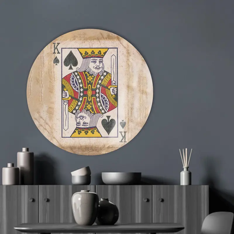 エレガントなハートのキング キャンバス: プレミアム トランプ アート
