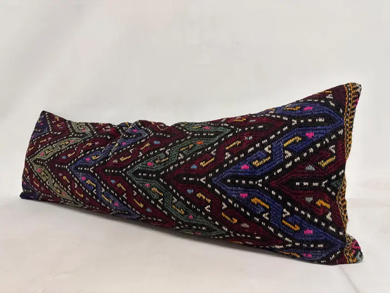 Couch Pillow Cover, Boho Pillow, Handmade Kilim Cushion, Boho Pillow Sham Cover, Cushion Cover, 16x48 Red Cushion, Art Deco Cushion, Neutral Pillow - 4